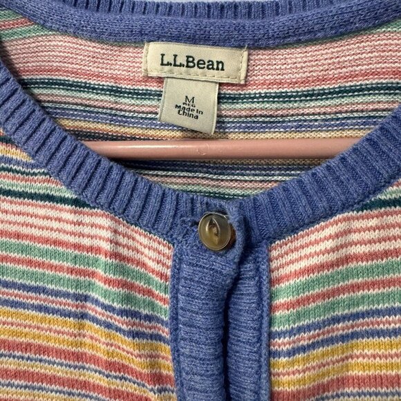 LL. Bean medium colourful stripes cardigan cotton and cashmere - Picture 3 of 5